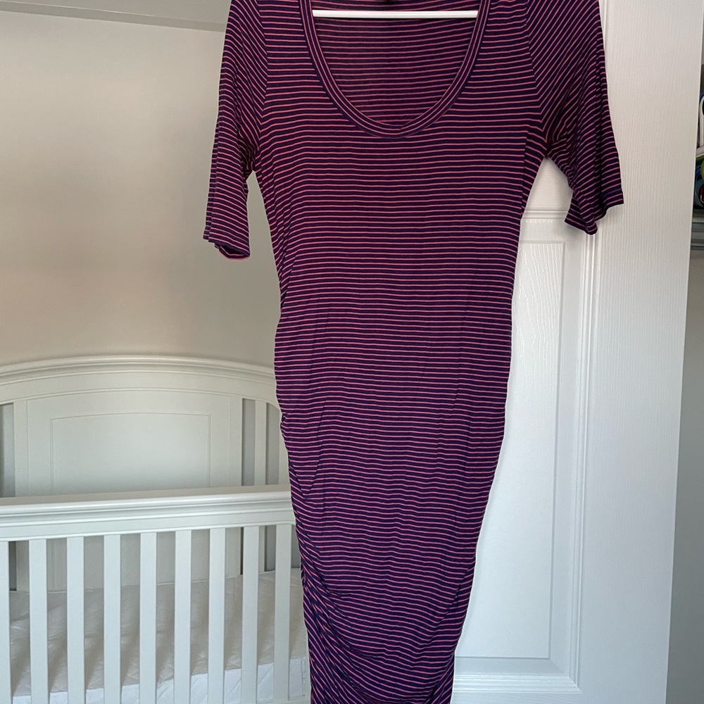Motherhood Purple Striped Maternity Dress